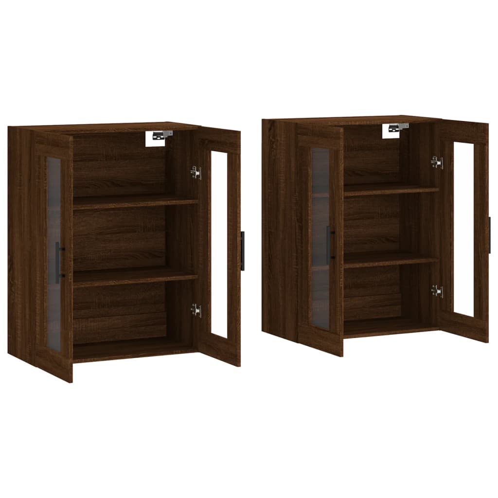 Hangkasten 2 st bewerkt hout bruin eikenkleur is nu te koop bij PeponiXL, paradijselijk wonen!