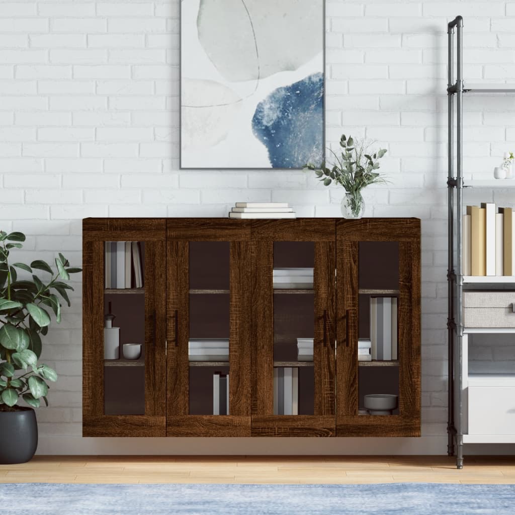 Hangkasten 2 st bewerkt hout bruin eikenkleur is nu te koop bij PeponiXL, paradijselijk wonen!
