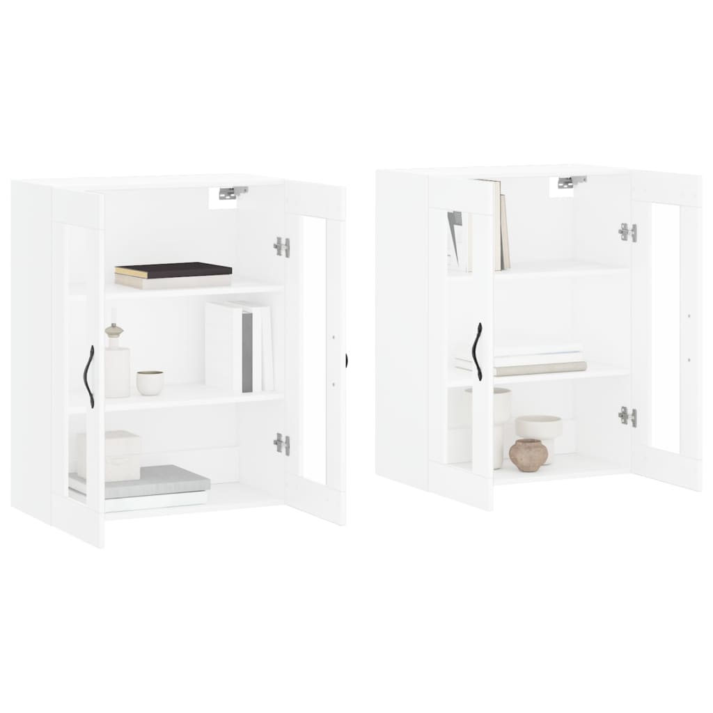 Hangkasten 2 st bewerkt hout wit is nu te koop bij PeponiXL, paradijselijk wonen!