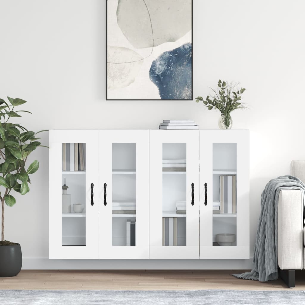 Hangkasten 2 st bewerkt hout wit is nu te koop bij PeponiXL, paradijselijk wonen!