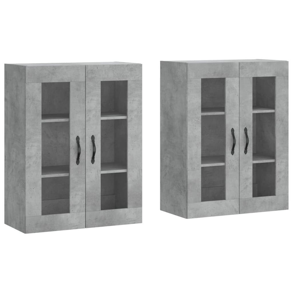 Hangkasten 2 st bewerkt hout betongrijs is nu te koop bij PeponiXL, paradijselijk wonen!