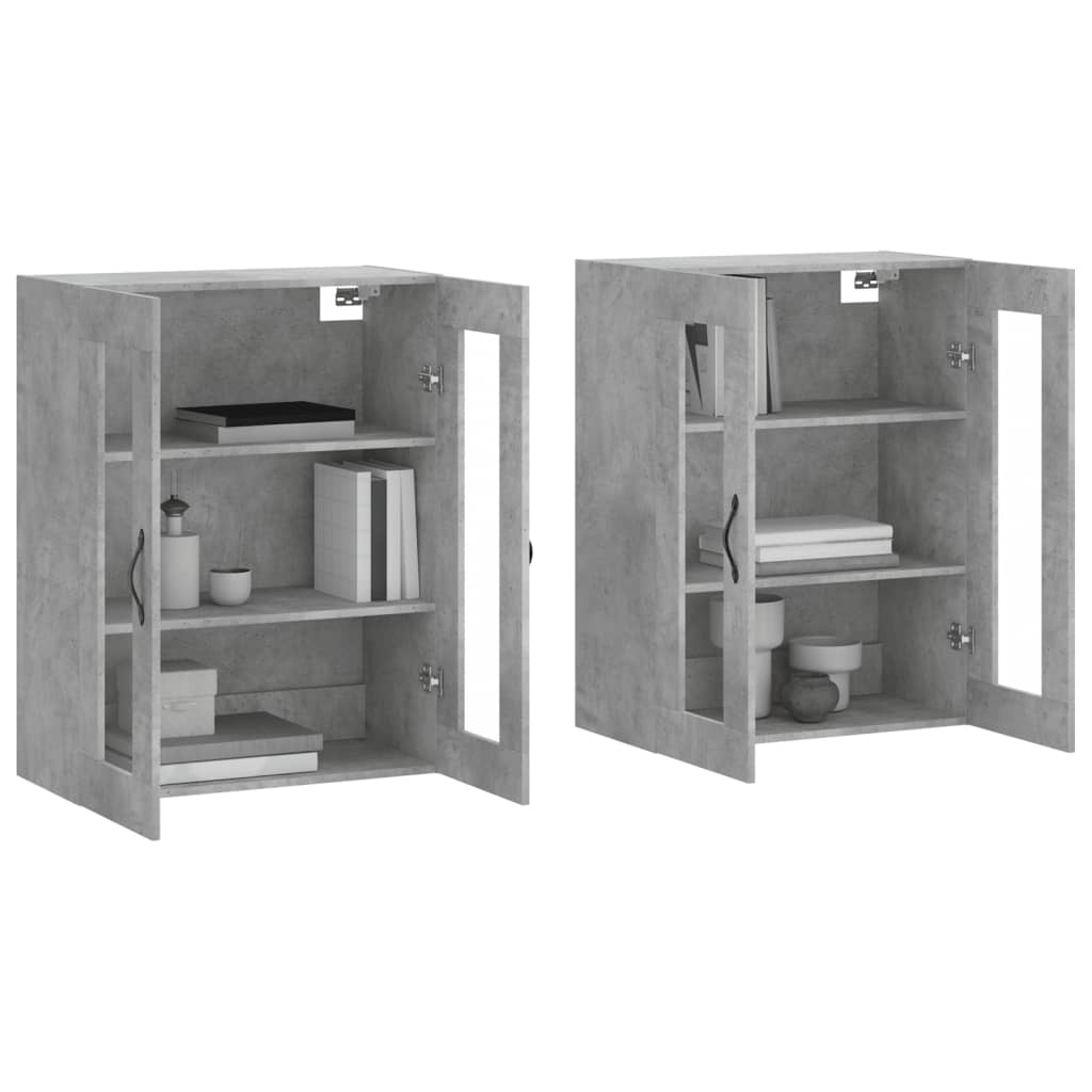 Hangkasten 2 st bewerkt hout betongrijs is nu te koop bij PeponiXL, paradijselijk wonen!