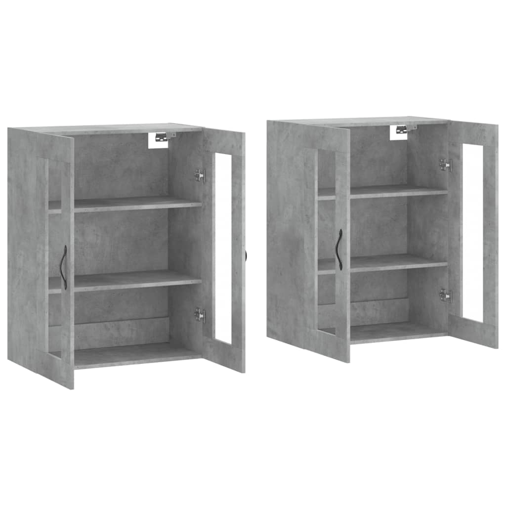 Hangkasten 2 st bewerkt hout betongrijs is nu te koop bij PeponiXL, paradijselijk wonen!