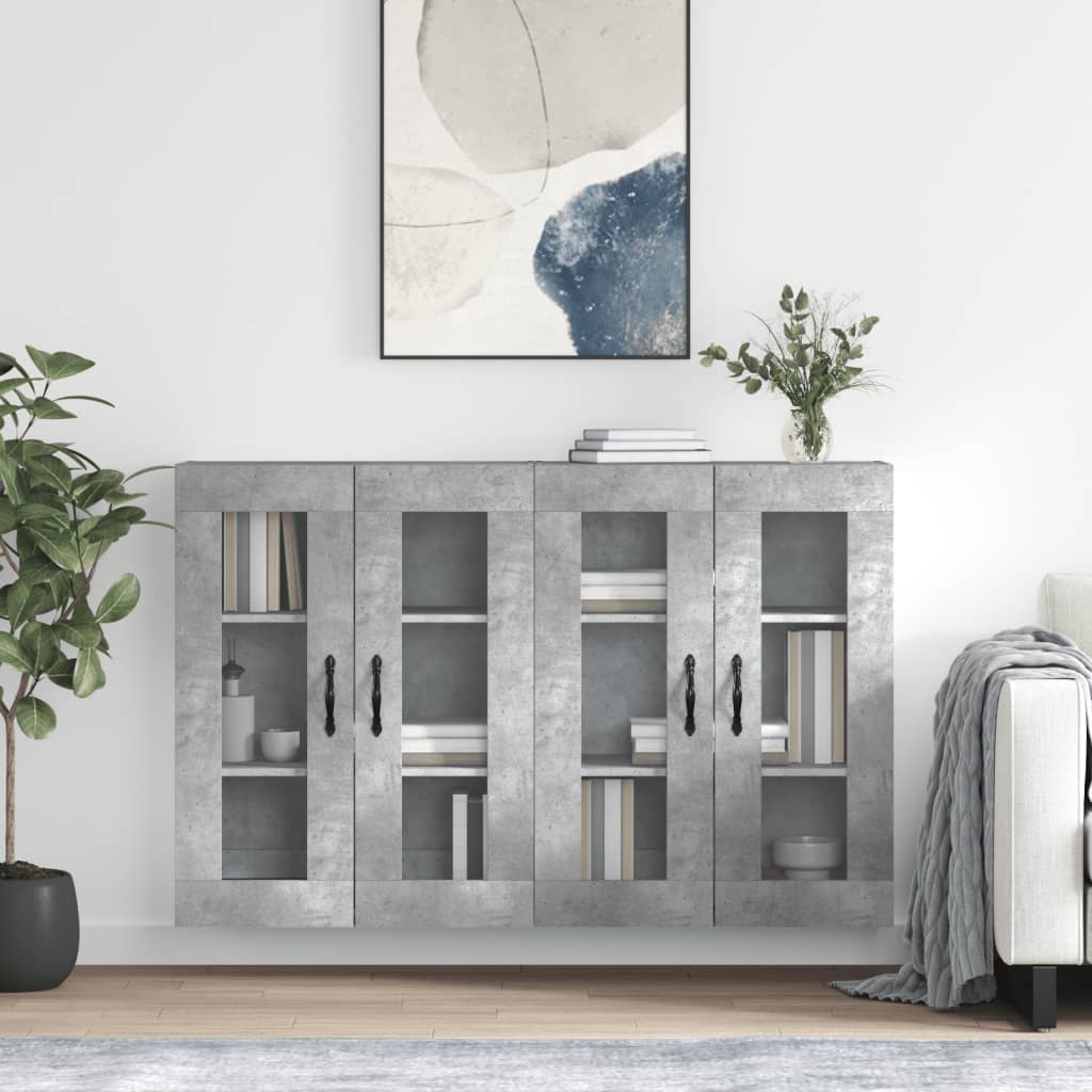Hangkasten 2 st bewerkt hout betongrijs is nu te koop bij PeponiXL, paradijselijk wonen!