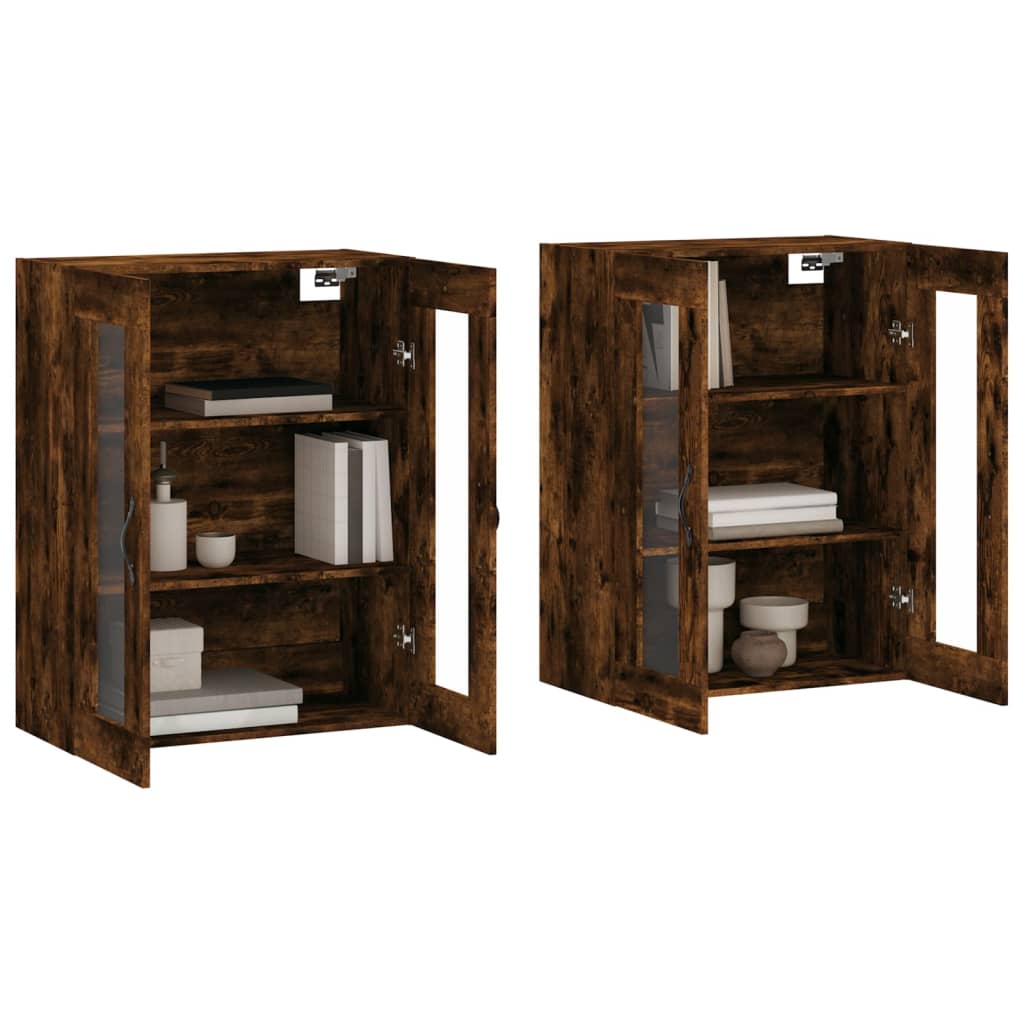 Hangkasten 2 st bewerkt hout gerookt eikenkleurig is nu te koop bij PeponiXL, paradijselijk wonen!