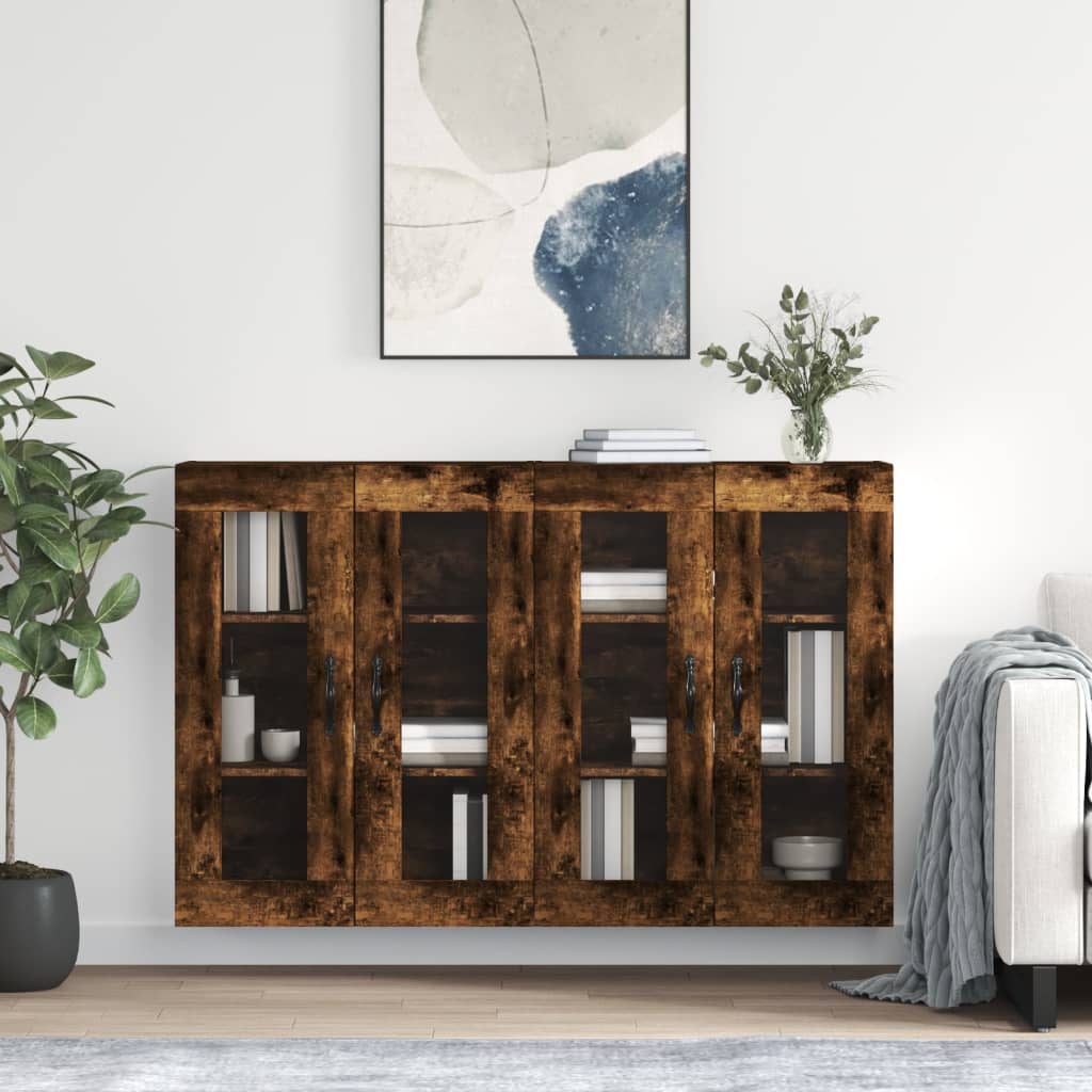 Hangkasten 2 st bewerkt hout gerookt eikenkleurig is nu te koop bij PeponiXL, paradijselijk wonen!