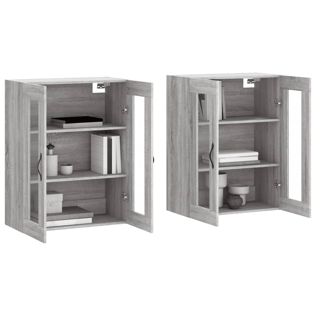 Hangkasten 2 st bewerkt hout grijs sonoma eikenkleurig is nu te koop bij PeponiXL, paradijselijk wonen!