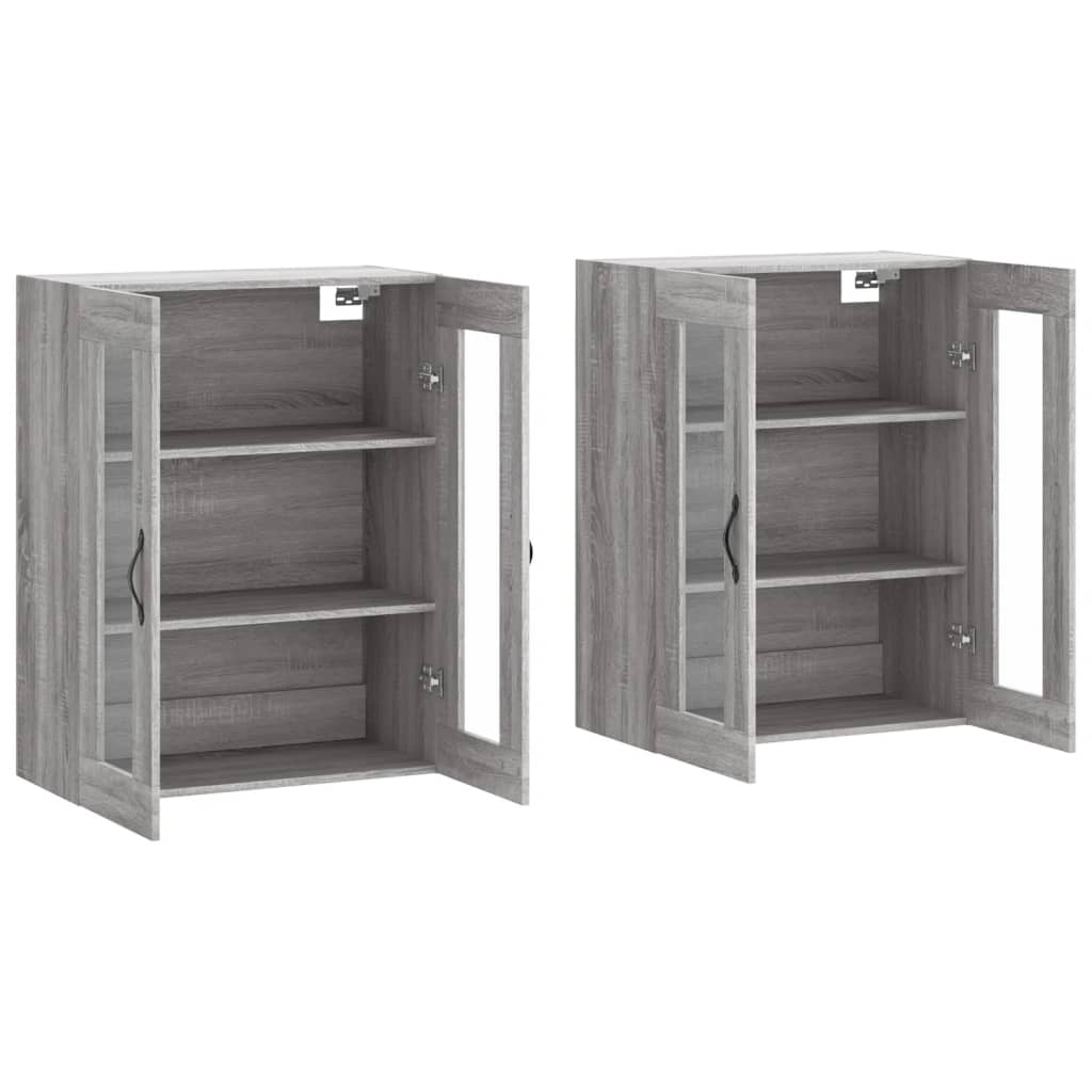 Hangkasten 2 st bewerkt hout grijs sonoma eikenkleurig is nu te koop bij PeponiXL, paradijselijk wonen!