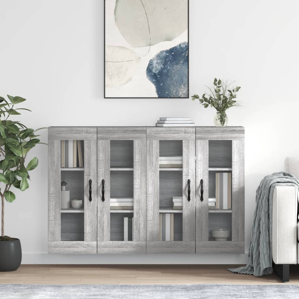 Hangkasten 2 st bewerkt hout grijs sonoma eikenkleurig is nu te koop bij PeponiXL, paradijselijk wonen!