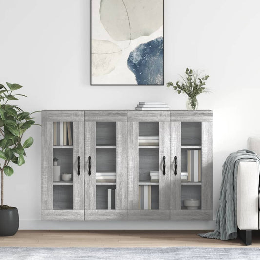 Hangkasten 2 st bewerkt hout grijs sonoma eikenkleurig is nu te koop bij PeponiXL, paradijselijk wonen!