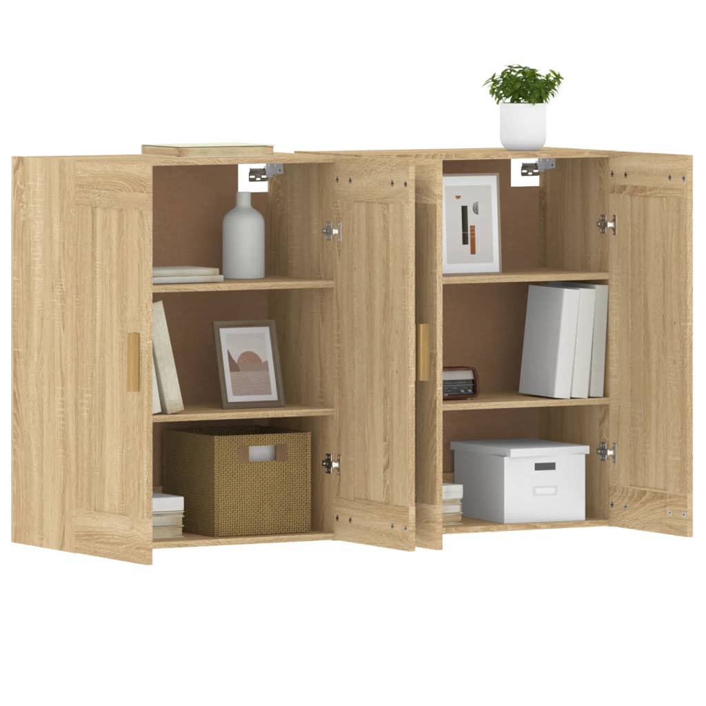 Hangkasten 2 st bewerkt hout sonoma eikenkleurig is nu te koop bij PeponiXL, paradijselijk wonen!