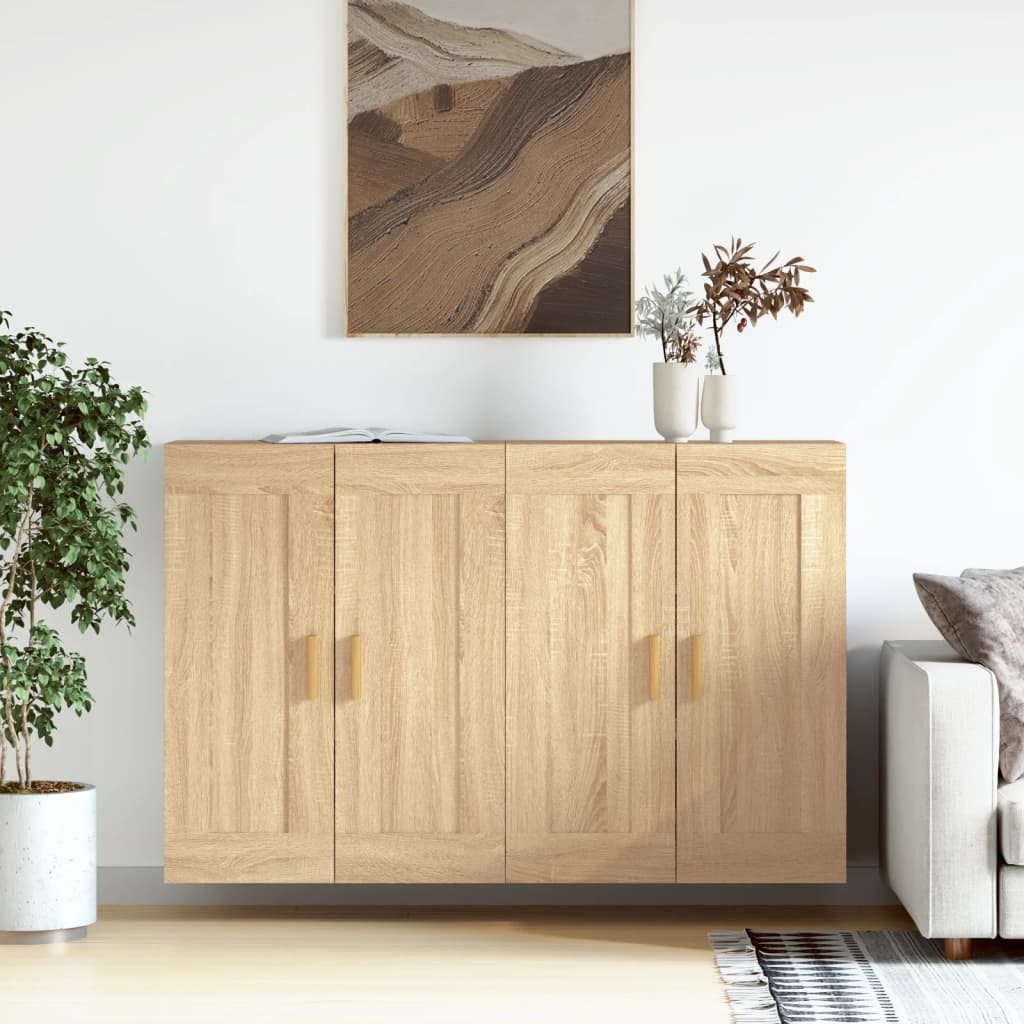 Hangkasten 2 st bewerkt hout sonoma eikenkleurig is nu te koop bij PeponiXL, paradijselijk wonen!
