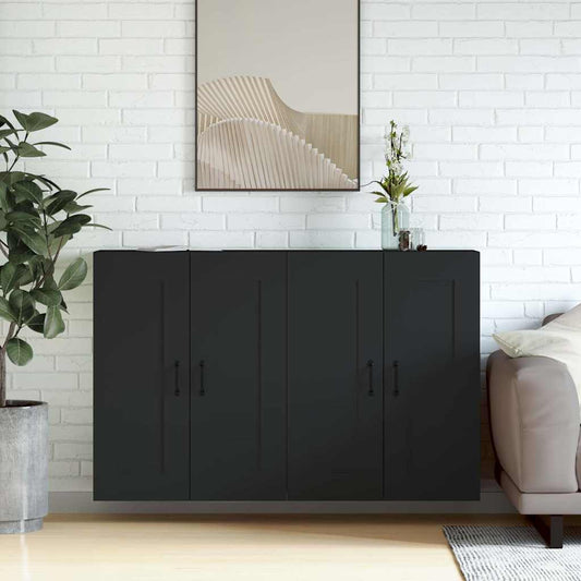 Hangkasten 2 st bewerkt hout zwart is nu te koop bij PeponiXL, paradijselijk wonen!