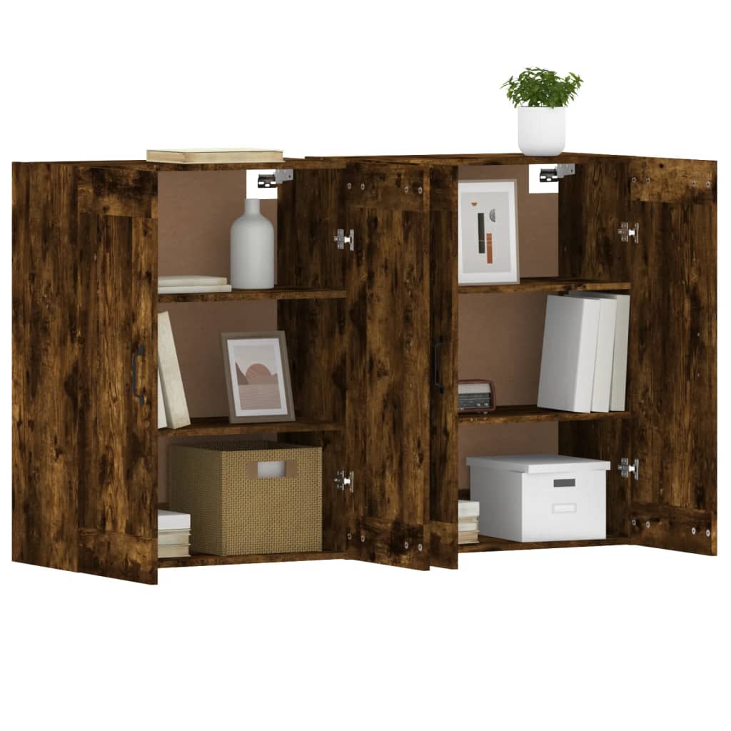 Hangkasten 2 st bewerkt hout gerookt eikenkleurig is nu te koop bij PeponiXL, paradijselijk wonen!