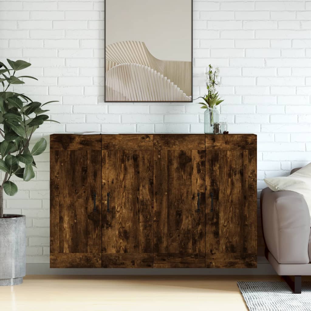Hangkasten 2 st bewerkt hout gerookt eikenkleurig is nu te koop bij PeponiXL, paradijselijk wonen!