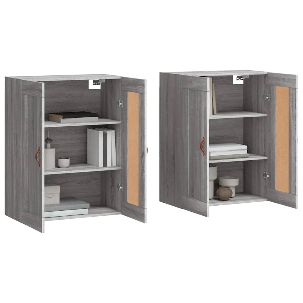Hangkasten 2 st bewerkt hout grijs sonoma eikenkleurig is nu te koop bij PeponiXL, paradijselijk wonen!