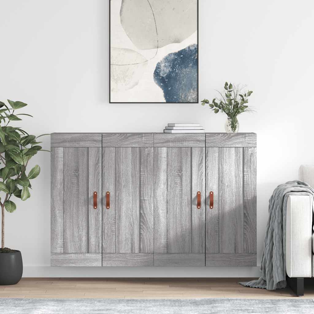 Hangkasten 2 st bewerkt hout grijs sonoma eikenkleurig is nu te koop bij PeponiXL, paradijselijk wonen!