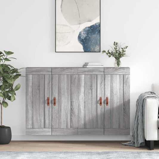 Hangkasten 2 st bewerkt hout grijs sonoma eikenkleurig is nu te koop bij PeponiXL, paradijselijk wonen!
