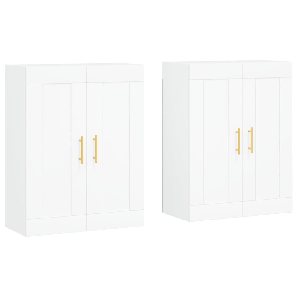 Hangkasten 2 st bewerkt hout wit is nu te koop bij PeponiXL, paradijselijk wonen!