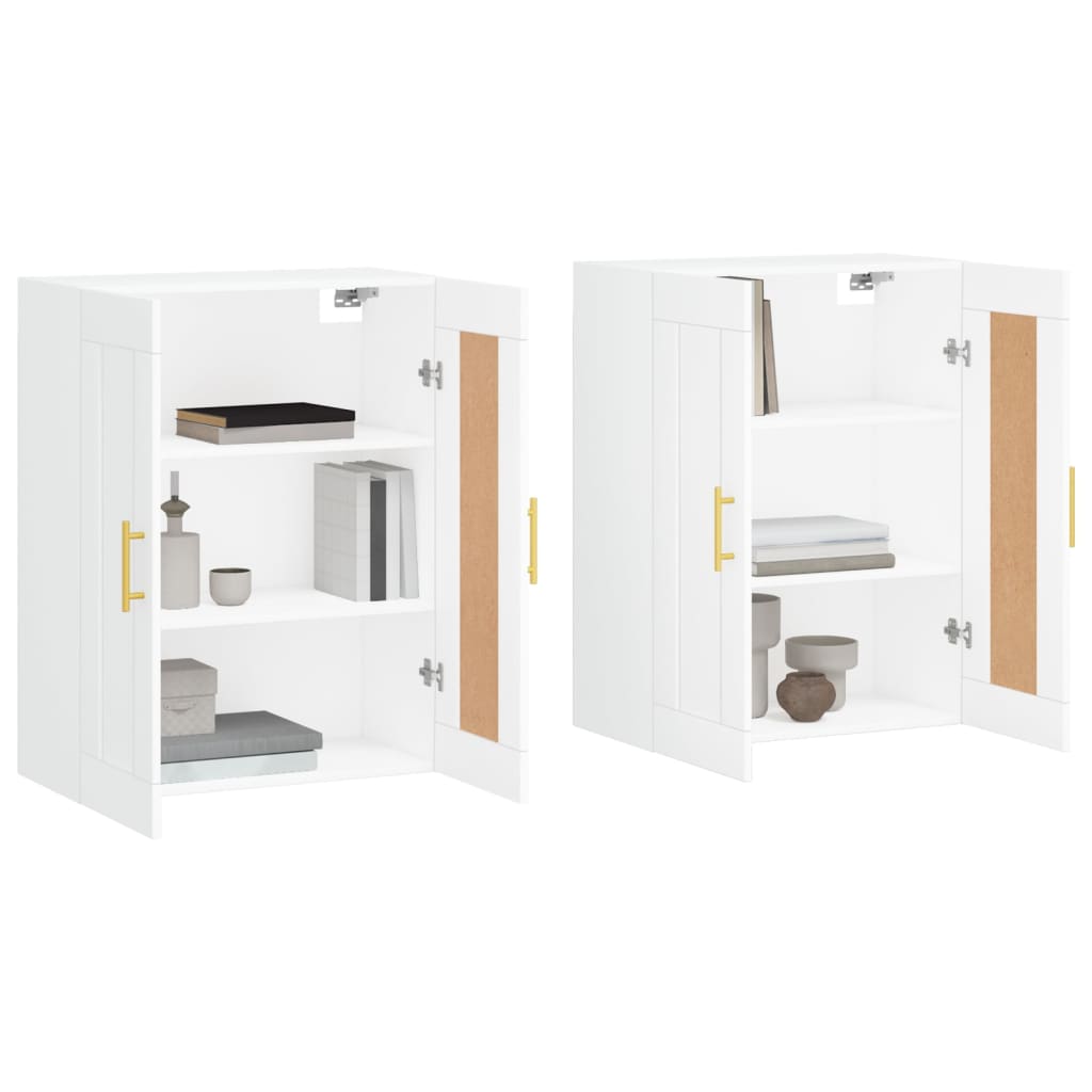 Hangkasten 2 st bewerkt hout wit is nu te koop bij PeponiXL, paradijselijk wonen!