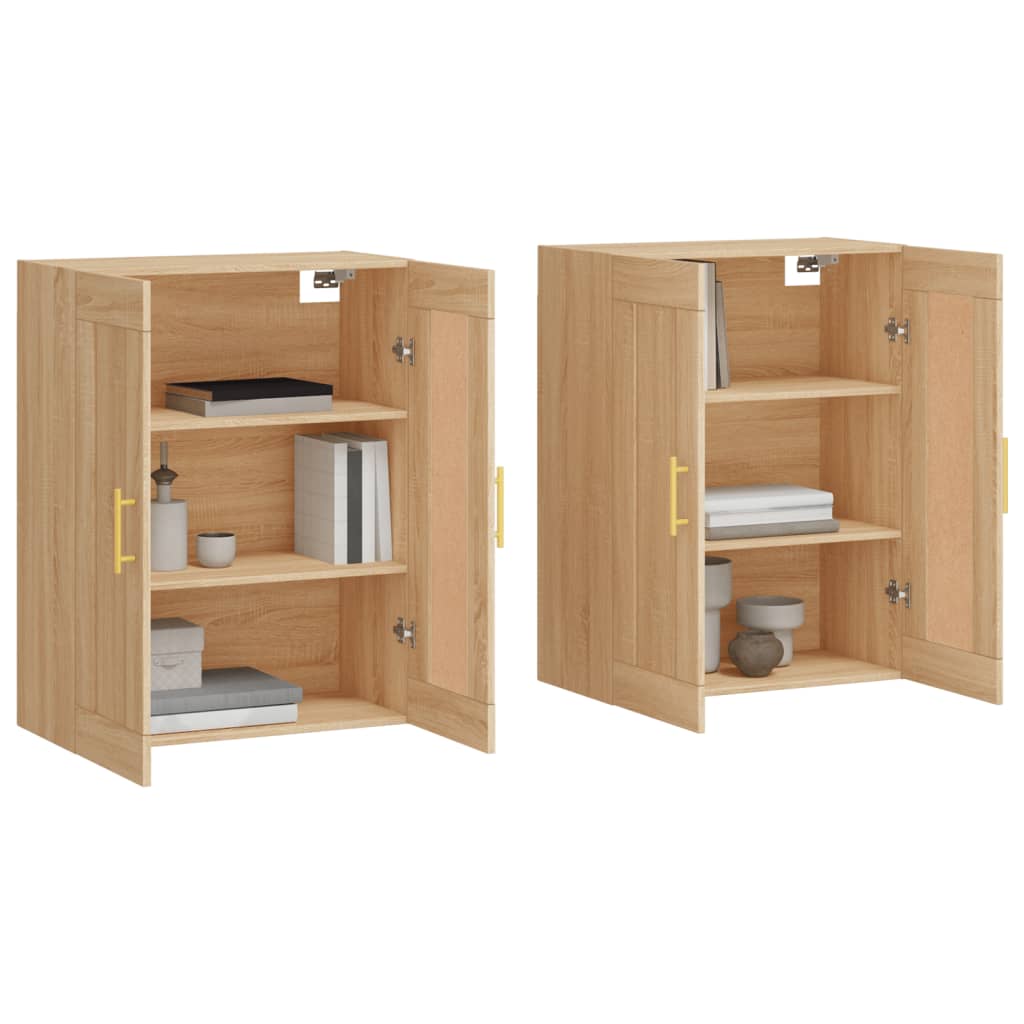Hangkasten 2 st bewerkt hout sonoma eikenkleurig is nu te koop bij PeponiXL, paradijselijk wonen!