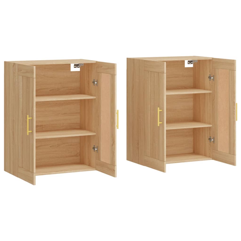 Hangkasten 2 st bewerkt hout sonoma eikenkleurig is nu te koop bij PeponiXL, paradijselijk wonen!