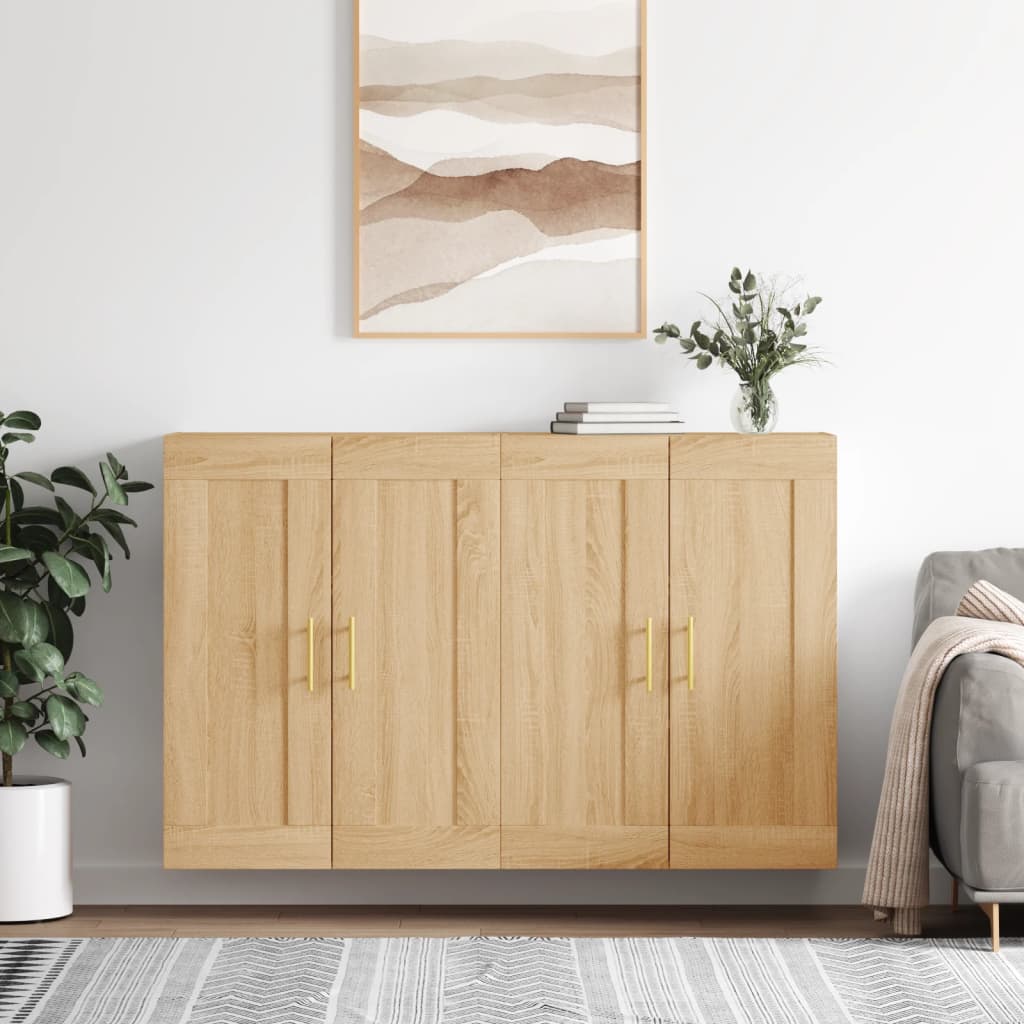 Hangkasten 2 st bewerkt hout sonoma eikenkleurig is nu te koop bij PeponiXL, paradijselijk wonen!
