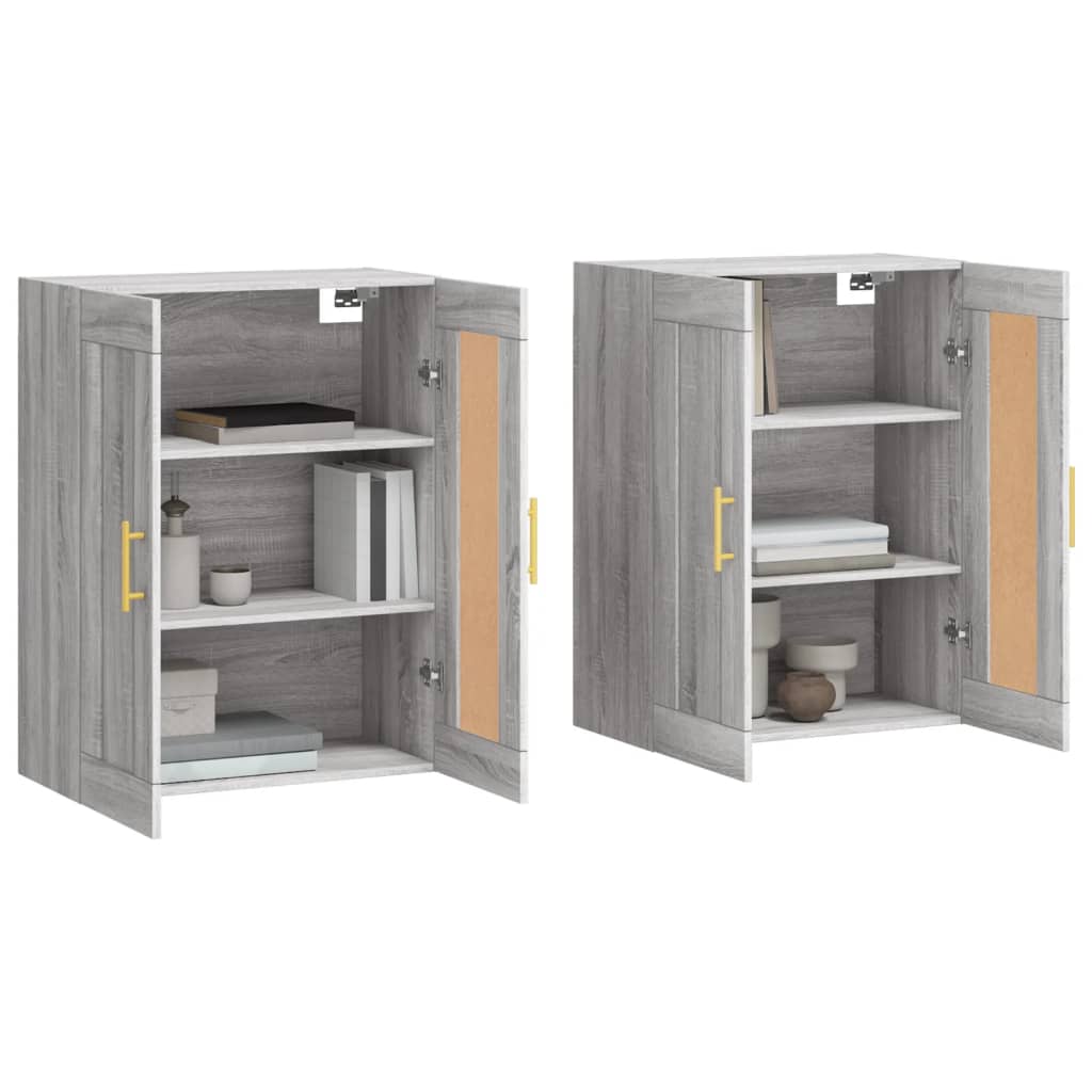 Hangkasten 2 st bewerkt hout grijs sonoma eikenkleurig is nu te koop bij PeponiXL, paradijselijk wonen!