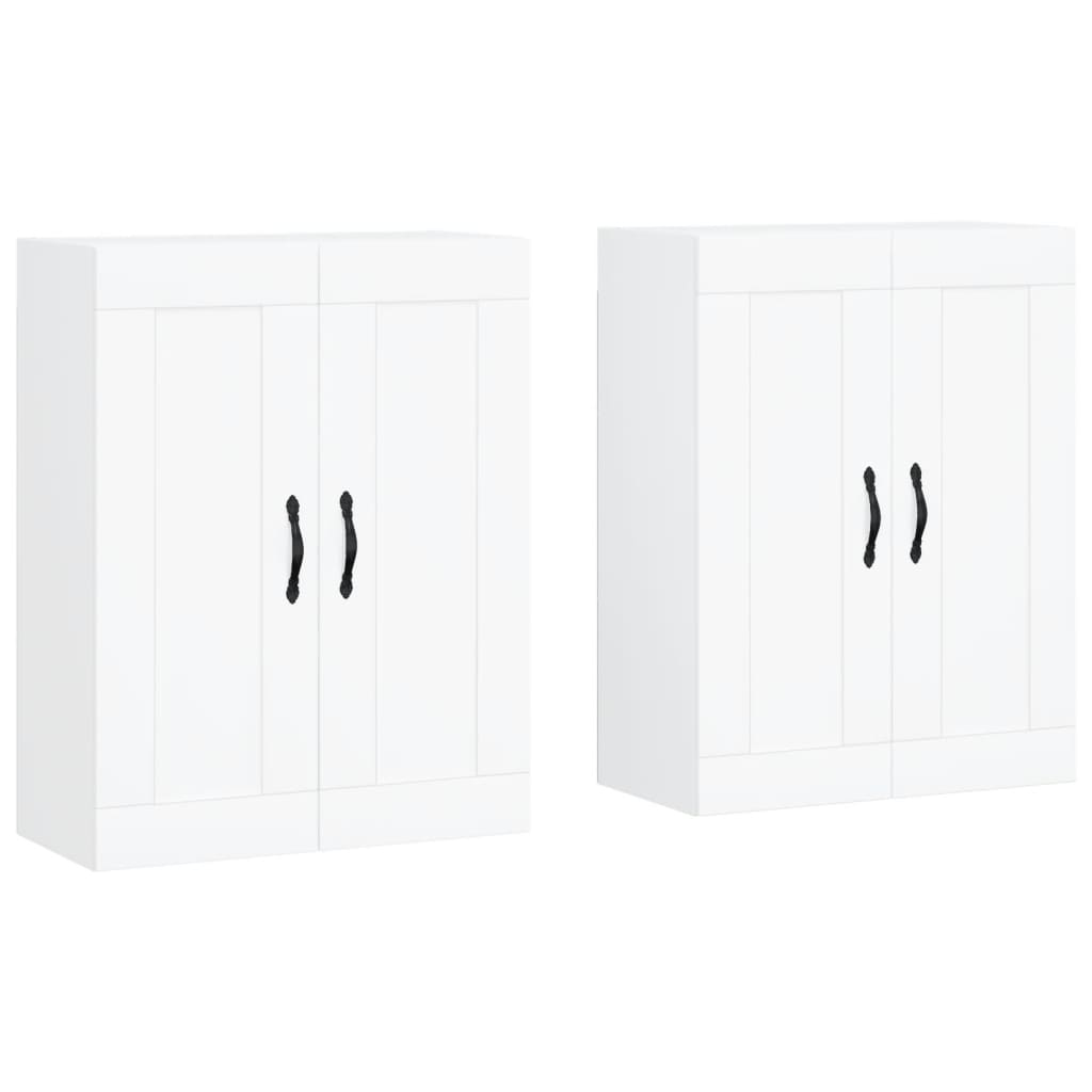 Hangkasten 2 st bewerkt hout wit is nu te koop bij PeponiXL, paradijselijk wonen!