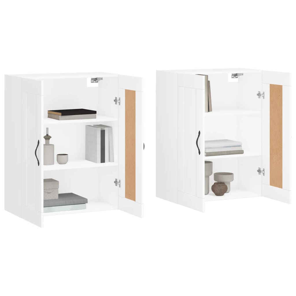 Hangkasten 2 st bewerkt hout wit is nu te koop bij PeponiXL, paradijselijk wonen!