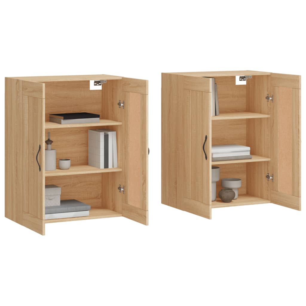 Hangkasten 2 st bewerkt hout sonoma eikenkleurig is nu te koop bij PeponiXL, paradijselijk wonen!