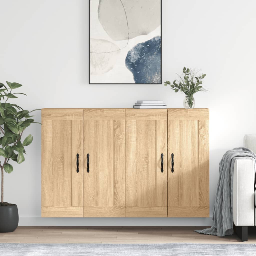 Hangkasten 2 st bewerkt hout sonoma eikenkleurig is nu te koop bij PeponiXL, paradijselijk wonen!