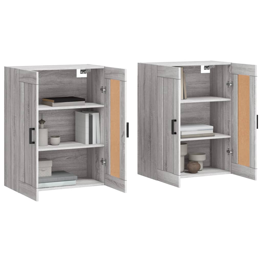 Hangkasten 2 st bewerkt hout grijs sonoma eikenkleurig is nu te koop bij PeponiXL, paradijselijk wonen!