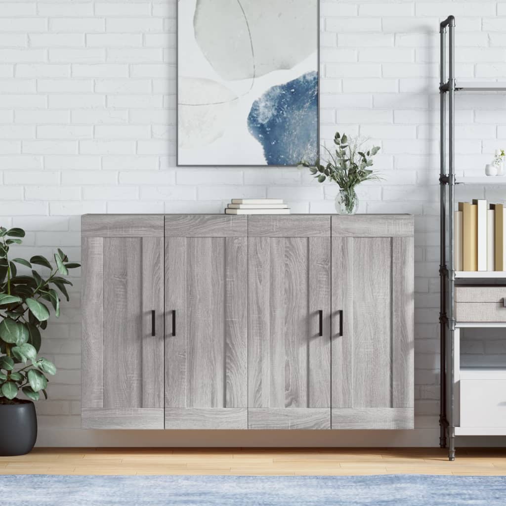 Hangkasten 2 st bewerkt hout grijs sonoma eikenkleurig is nu te koop bij PeponiXL, paradijselijk wonen!