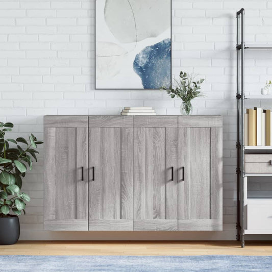 Hangkasten 2 st bewerkt hout grijs sonoma eikenkleurig is nu te koop bij PeponiXL, paradijselijk wonen!