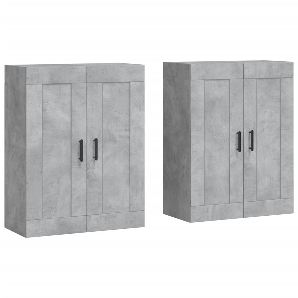 Hangkasten 2 st bewerkt hout betongrijs is nu te koop bij PeponiXL, paradijselijk wonen!