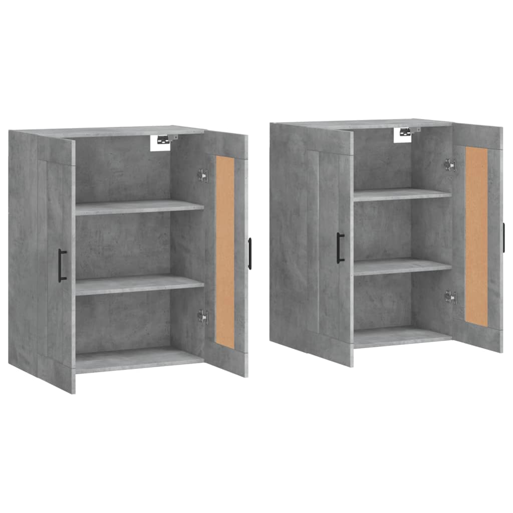 Hangkasten 2 st bewerkt hout betongrijs is nu te koop bij PeponiXL, paradijselijk wonen!