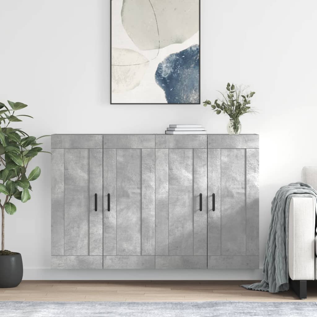 Hangkasten 2 st bewerkt hout betongrijs is nu te koop bij PeponiXL, paradijselijk wonen!