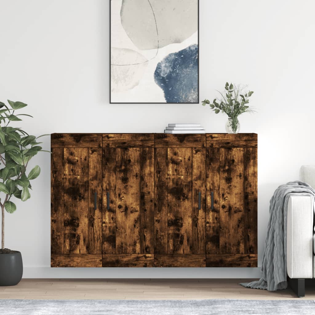 Hangkasten 2 st bewerkt hout gerookt eikenkleurig is nu te koop bij PeponiXL, paradijselijk wonen!