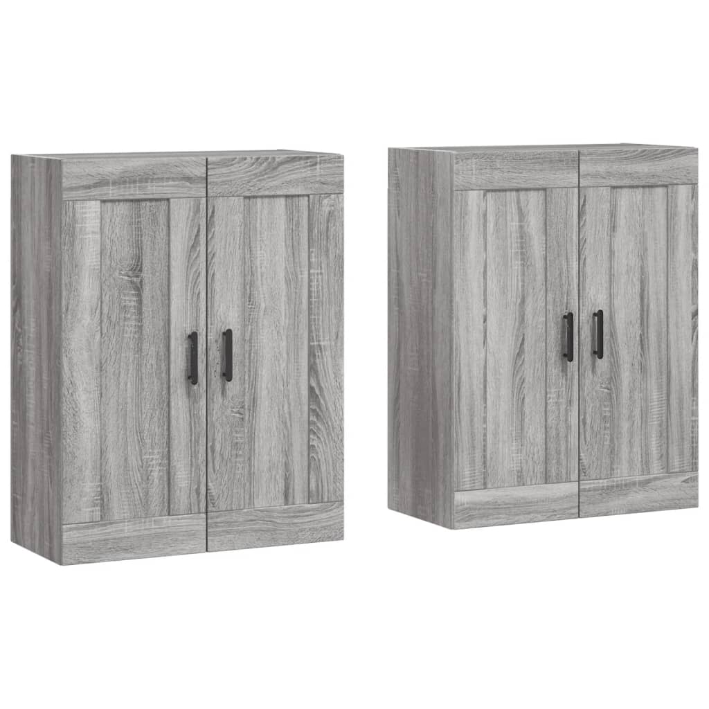 Hangkasten 2 st bewerkt hout grijs sonoma eikenkleurig is nu te koop bij PeponiXL, paradijselijk wonen!
