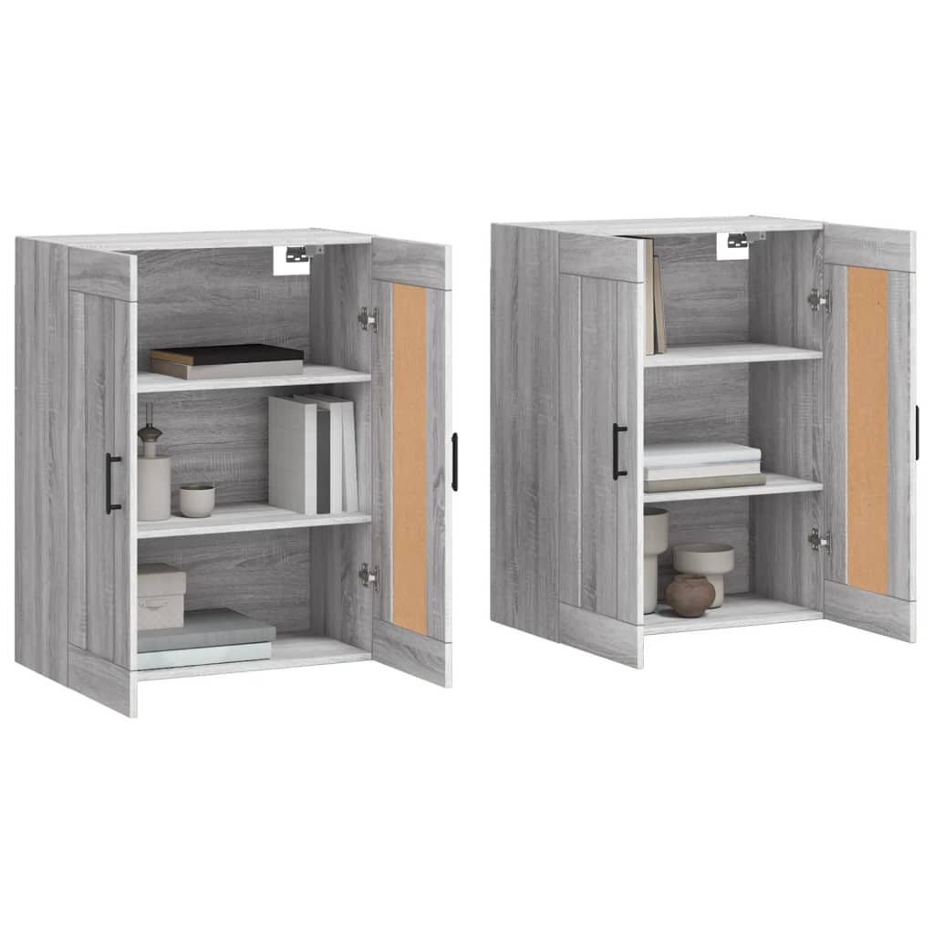 Hangkasten 2 st bewerkt hout grijs sonoma eikenkleurig is nu te koop bij PeponiXL, paradijselijk wonen!