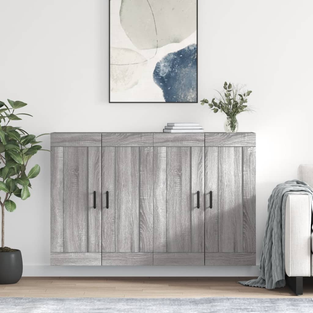 Hangkasten 2 st bewerkt hout grijs sonoma eikenkleurig is nu te koop bij PeponiXL, paradijselijk wonen!