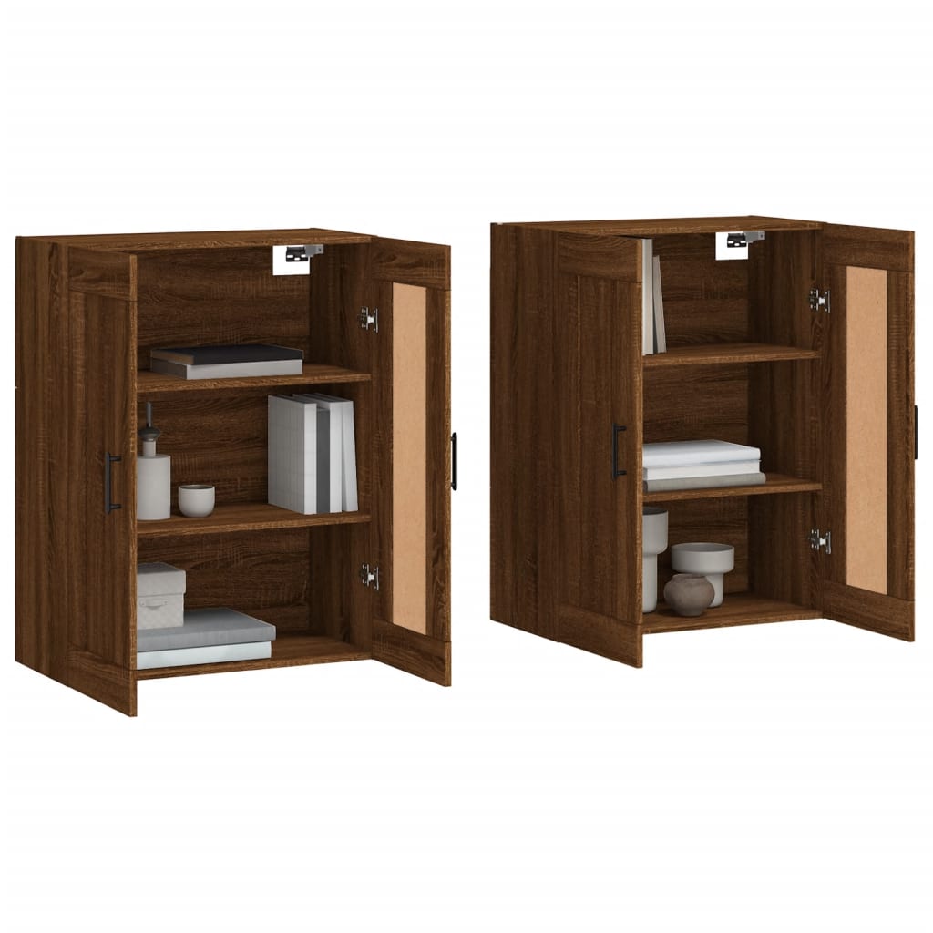 Hangkasten 2 st bewerkt hout bruin eikenkleur is nu te koop bij PeponiXL, paradijselijk wonen!