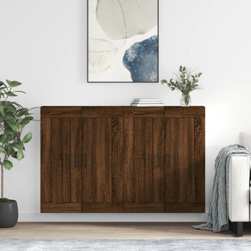 Hangkasten 2 st bewerkt hout bruin eikenkleur is nu te koop bij PeponiXL, paradijselijk wonen!