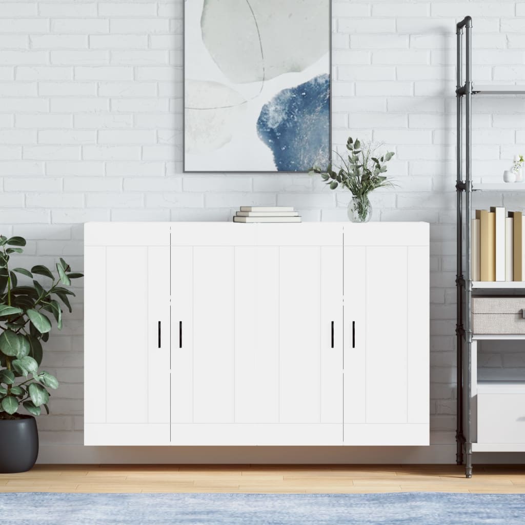Hangkasten 2 st bewerkt hout wit is nu te koop bij PeponiXL, paradijselijk wonen!