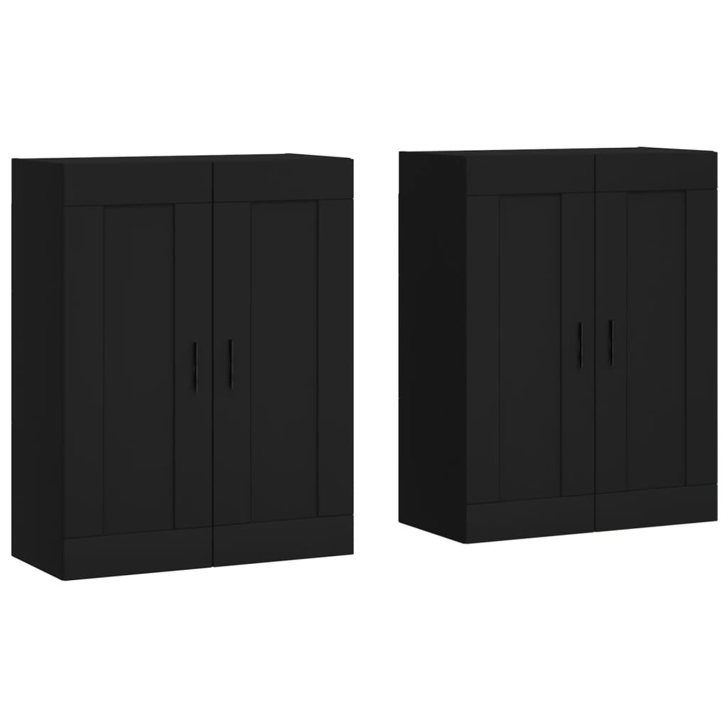 Hangkasten 2 st bewerkt hout zwart is nu te koop bij PeponiXL, paradijselijk wonen!