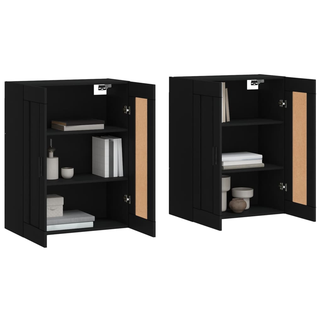 Hangkasten 2 st bewerkt hout zwart is nu te koop bij PeponiXL, paradijselijk wonen!