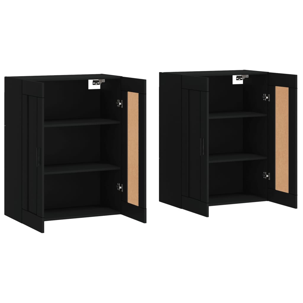 Hangkasten 2 st bewerkt hout zwart is nu te koop bij PeponiXL, paradijselijk wonen!