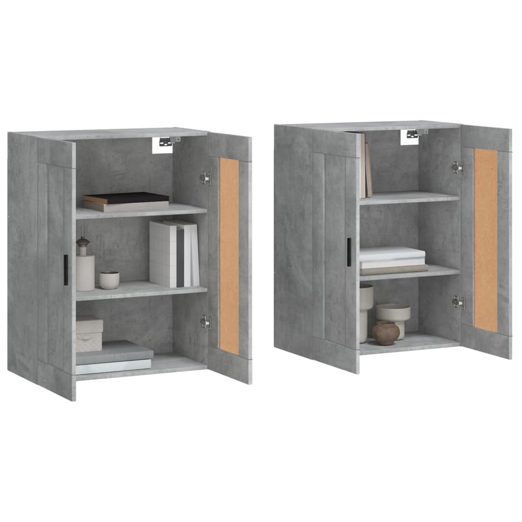 Hangkasten 2 st bewerkt hout betongrijs is nu te koop bij PeponiXL, paradijselijk wonen!