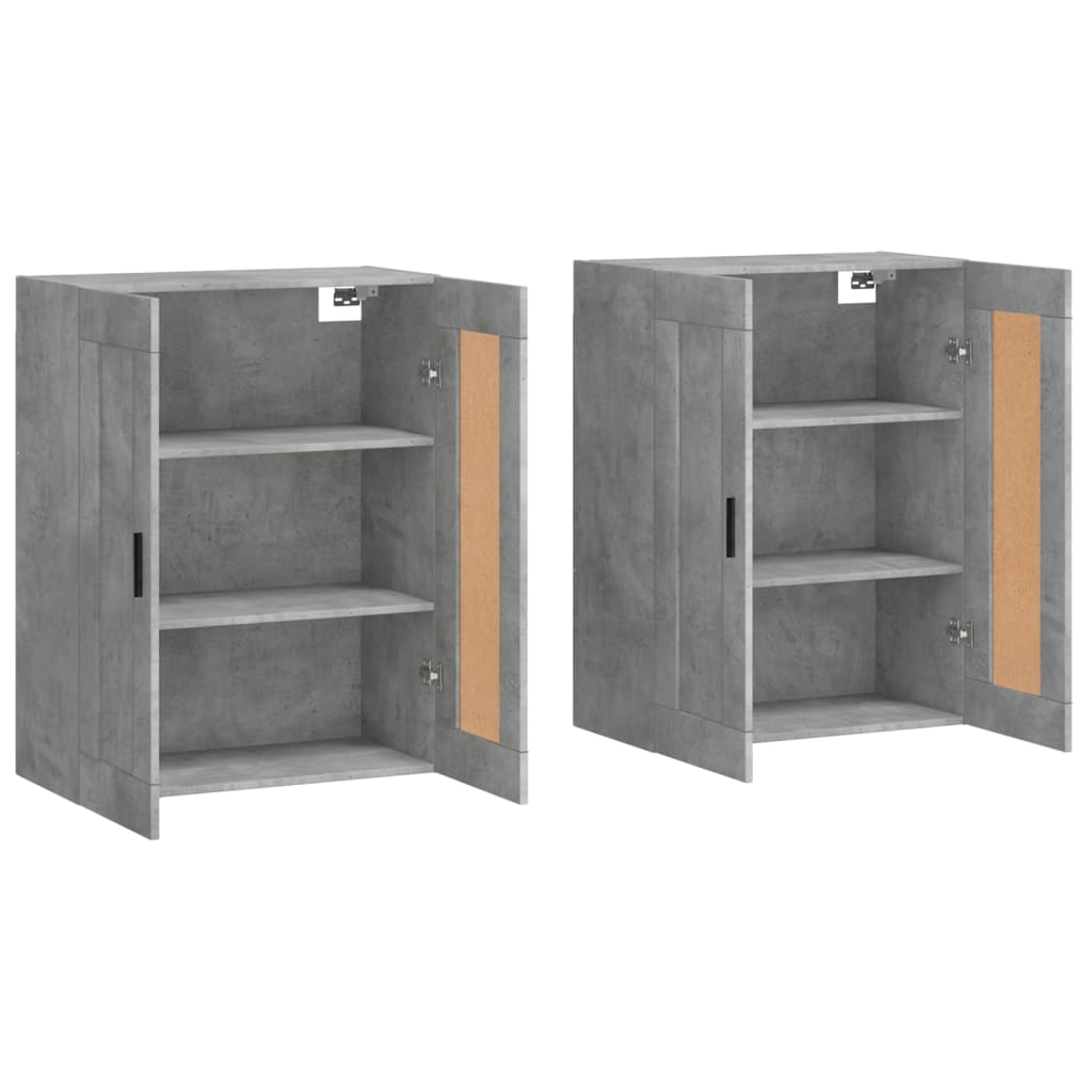 Hangkasten 2 st bewerkt hout betongrijs is nu te koop bij PeponiXL, paradijselijk wonen!